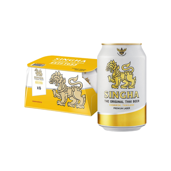 Singha Premium Lager Beer Cans 6x320ml