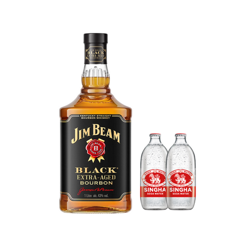 Jim Beam Black Extra Aged Bourbon Whisky + 2x FREE Singha Soda