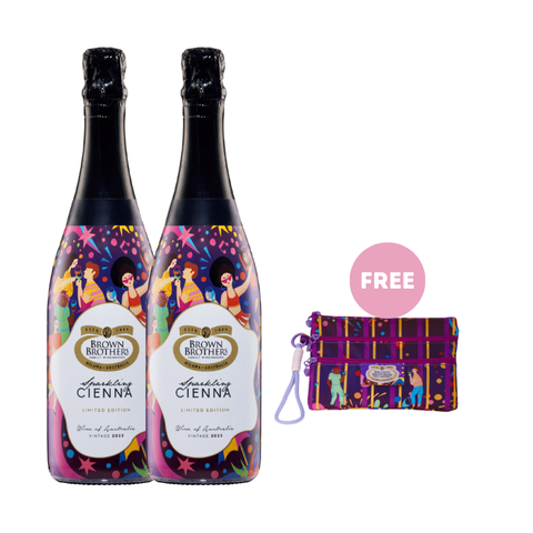 (Bundle of 2) Brown Brothers Sparkling Cienna 750ml + FREE Purple Zipper Pouch