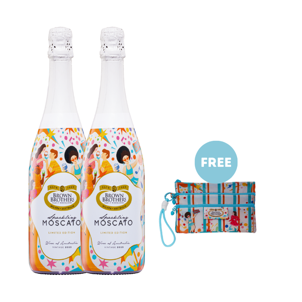 (Bundle of 2) Brown Brothers Sparkling Moscato 750ml + FREE White Zipper Pouch