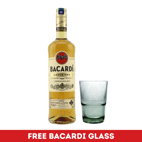 Bacardi Carta Oro Rum + FREE BACARDI GLASS