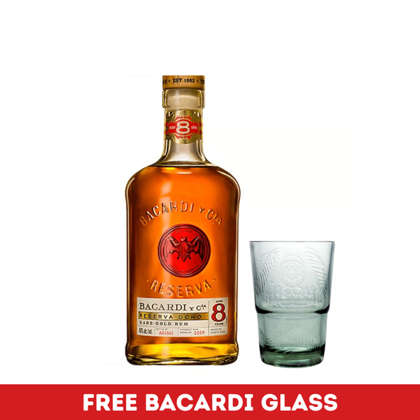 Bacardi Reserva Ocho 8 Years Old Rum + FREE BACARDI GLASS