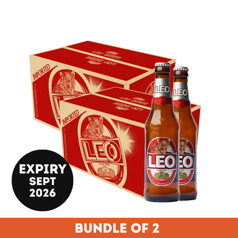 (Bundle of 2) Leo Lager Beer Bottles Carton 24x320ml (Sept Expiry)
