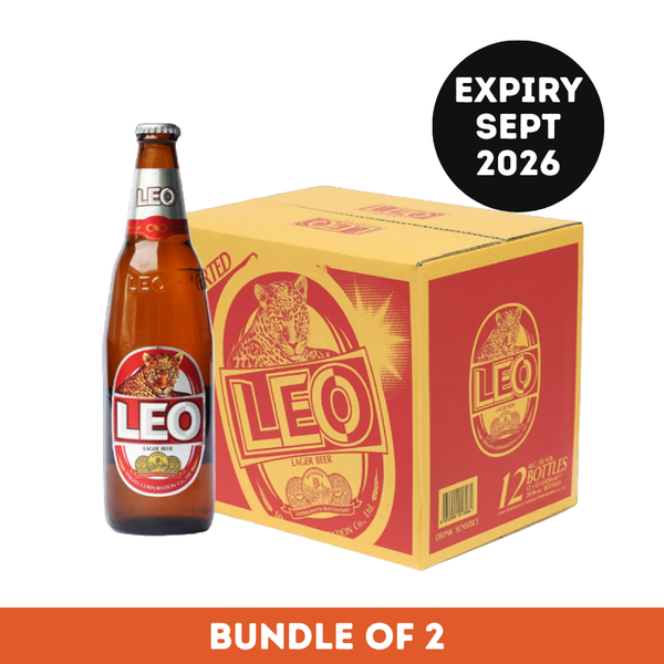 (Bundle of 2) Leo Lager Beer Bottles Carton 12x620ml (Sept Expiry)