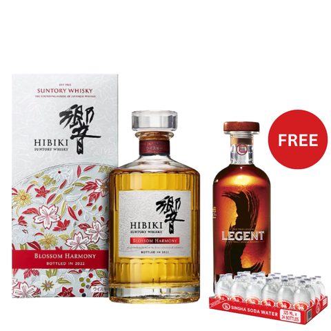 Suntory Hibiki Blossom Harmony Whisky 2022 Limited Edition + FREE Legent Whisky + FREE Singha Soda Carton (24x320ml)