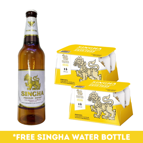 (Bundle of 2) Singha Beer Cans 6s + FREE Singha Water Bottle