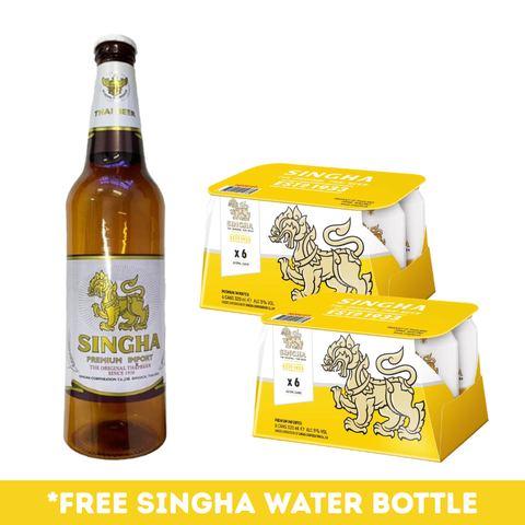 (Bundle of 2) Singha Beer Cans 6s + FREE Singha Water Bottle