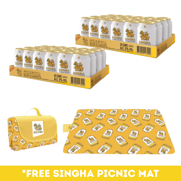 (Bundle of 2) Singha Beer Cans 24s +FREE Singha Picnic Mat