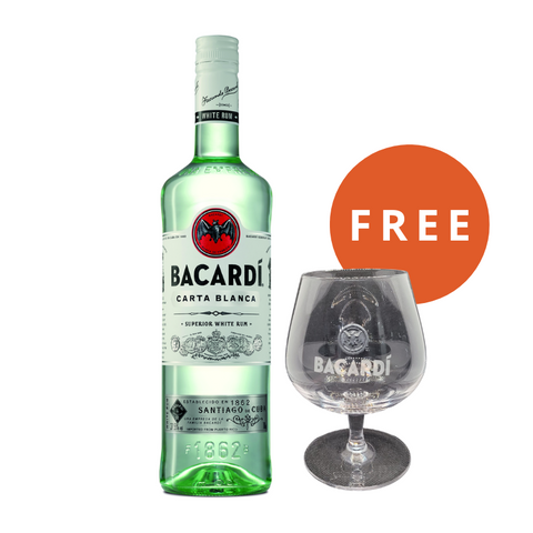 Bacardi Carta Blanca Superior White Rum+ FREE Bacardi Snifter Glass