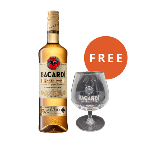 Bacardi Carta Oro Rum + FREE Bacardi Snifter Glass